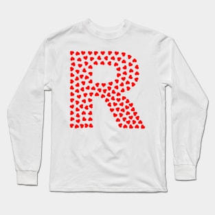 Letter R Heart Shape Initial Long Sleeve T-Shirt